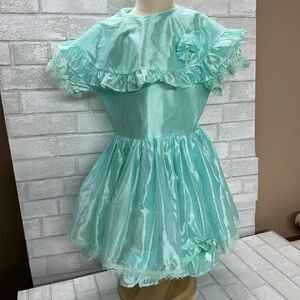 Aqua Ruffled vintage Kids dress